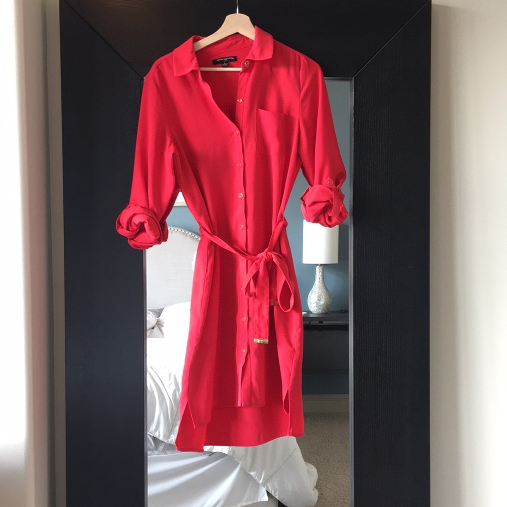 Button Down Dress with Waist Tie